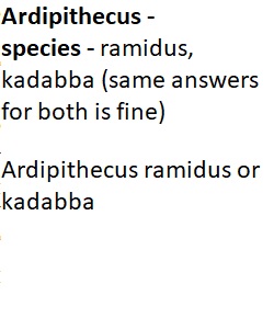 Hominin Comparison table